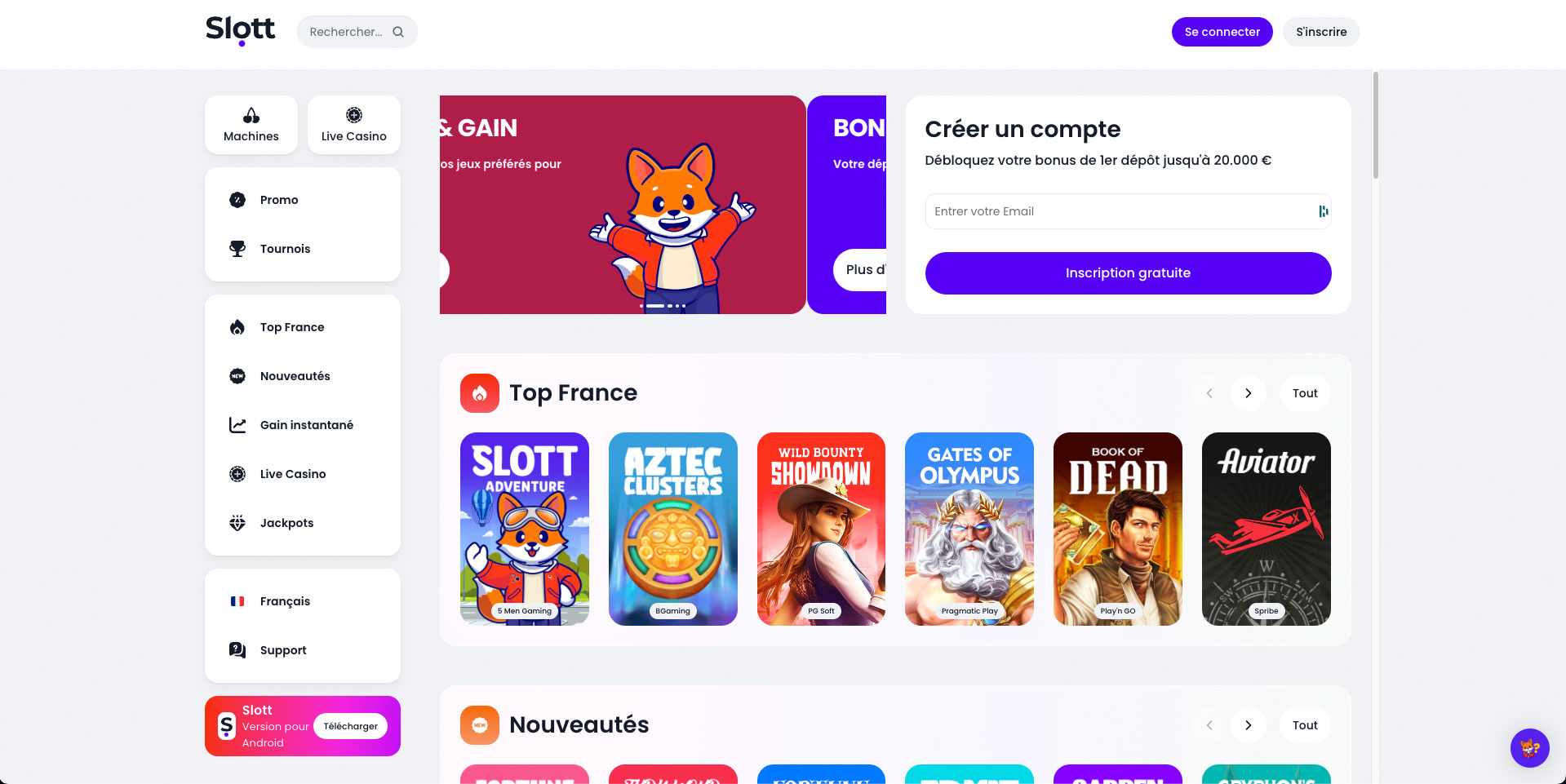 Slott : Le meilleur casino en ligne avec le bonus de bienvenue